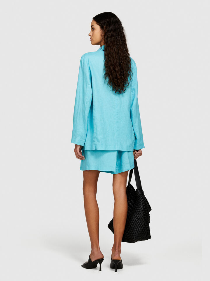 100% linen blazer - women's blazers - Turquoise | Sisley image number 3